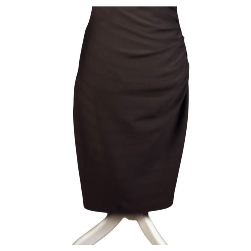 Joseph Ribkoff Ruched Sheath Dress Size 8 Bodycon Short Sleeve Brown Cocktail - Picture 8 of 10
